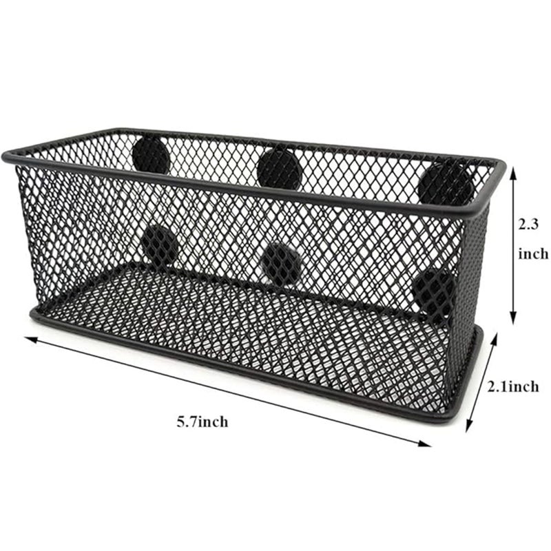EASEPRES Magnetic Pencil Holder Set of 3 - Black Wire Mesh Storage Baskets Organizer with Strong Magnets - Perfect for Whiteboard  Refrigerator and Locker Accessories - Image 2